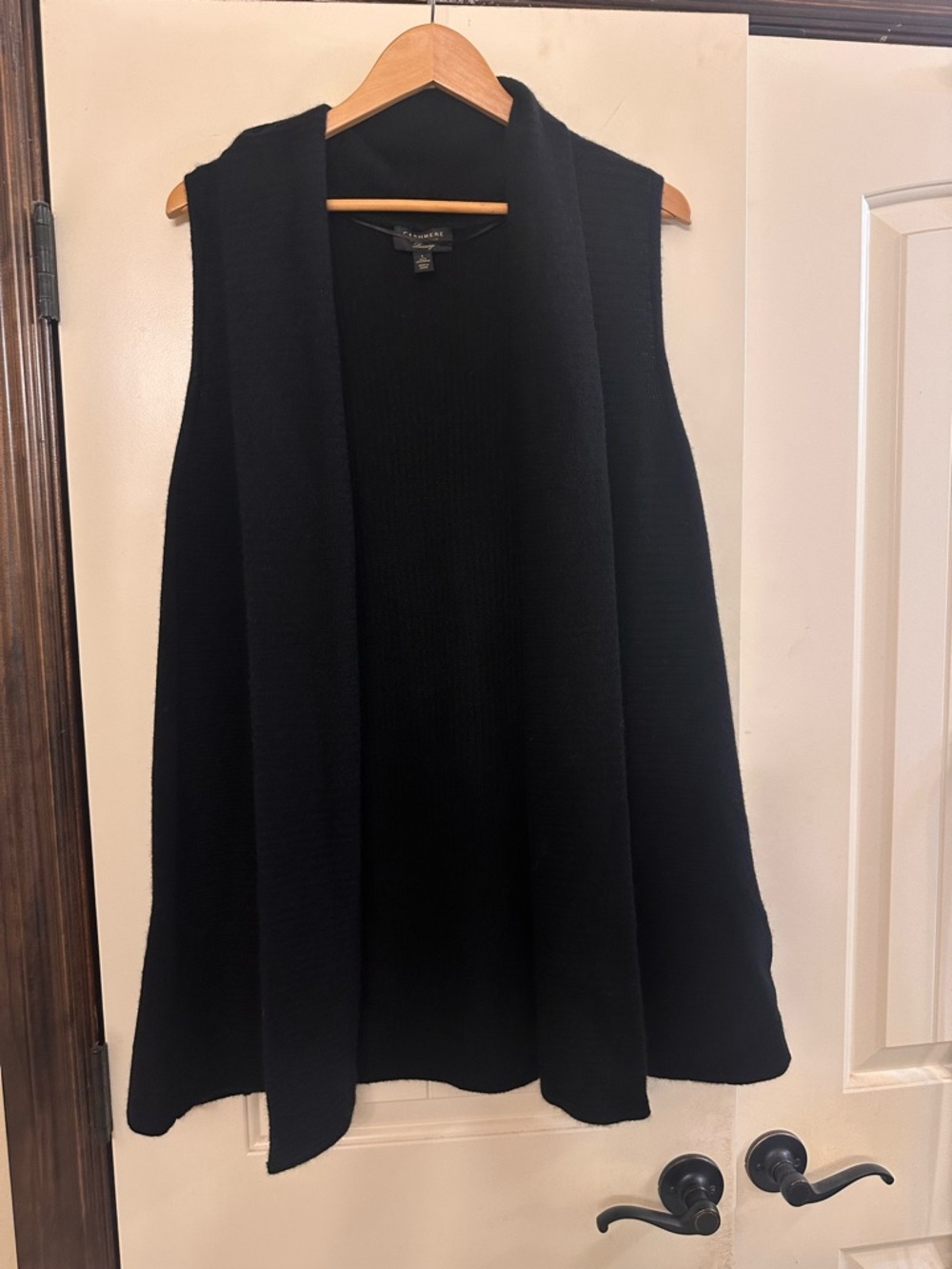 Charter Club Black Sleeveless Open-Front Knit Vest 100% cashmere